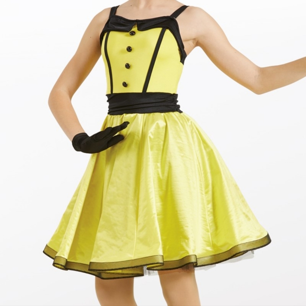Weissman Girls 7/8 Yellow & Black Dance Costume Dress Recital Jazz Tap Ballet